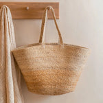 Load image into Gallery viewer, Natural Colour Block Jute Basket Bag
