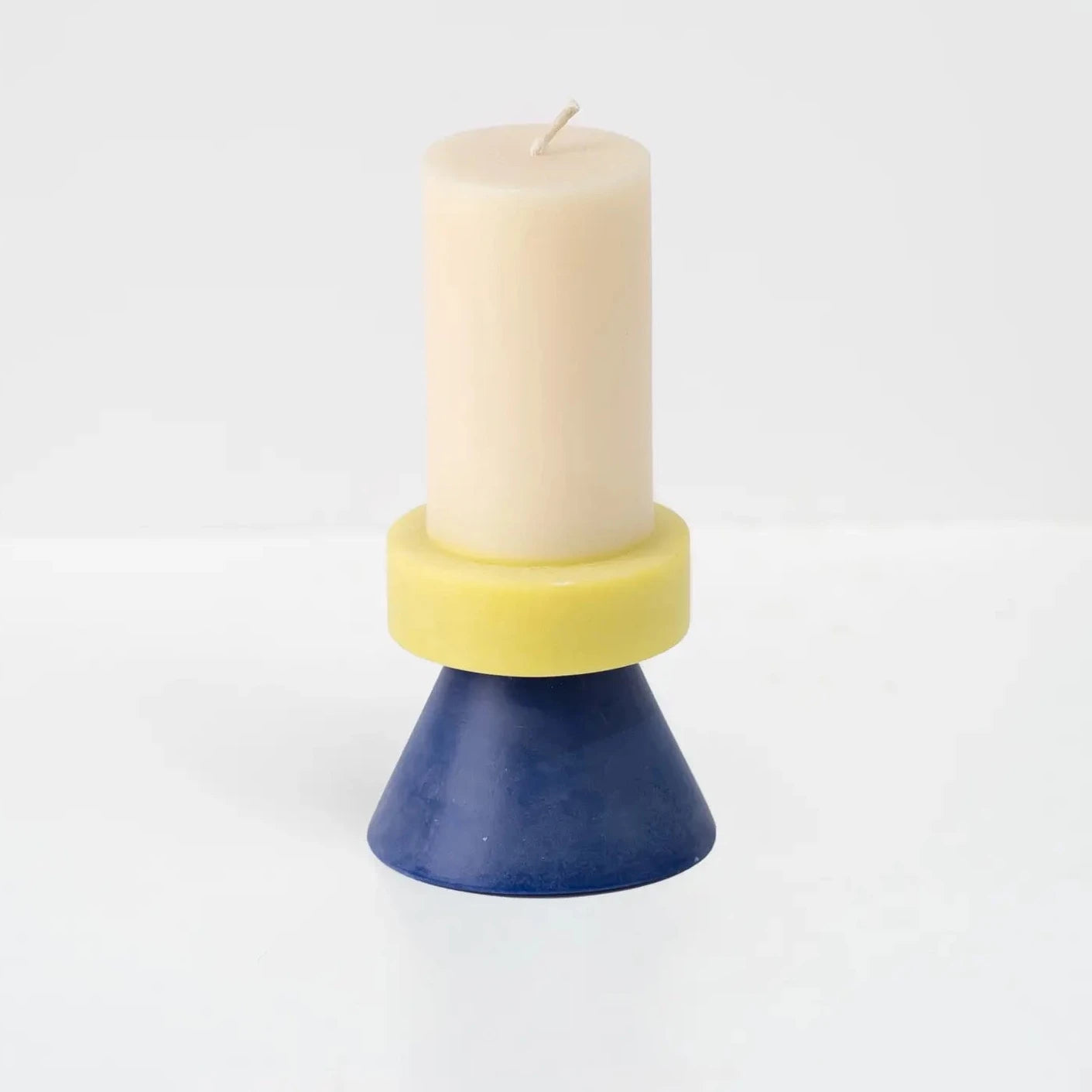 Stack Candle - tall - white / yellow / blue