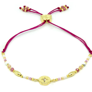Hot Pink Gemstone & Miyuki Bead Bracelet