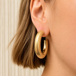Load image into Gallery viewer, Large Gold Brushed Hoops
