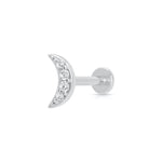 Load image into Gallery viewer, Sparkling Moon Single Flat Back Earring - gold / silver
