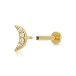Load image into Gallery viewer, Sparkling Moon Single Flat Back Earring - gold / silver
