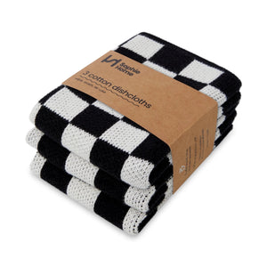 Reusable Dishcloths Black Check Blossom Roar