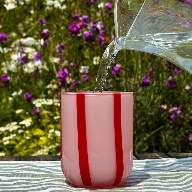 Atina Drinking Glass - pink & red