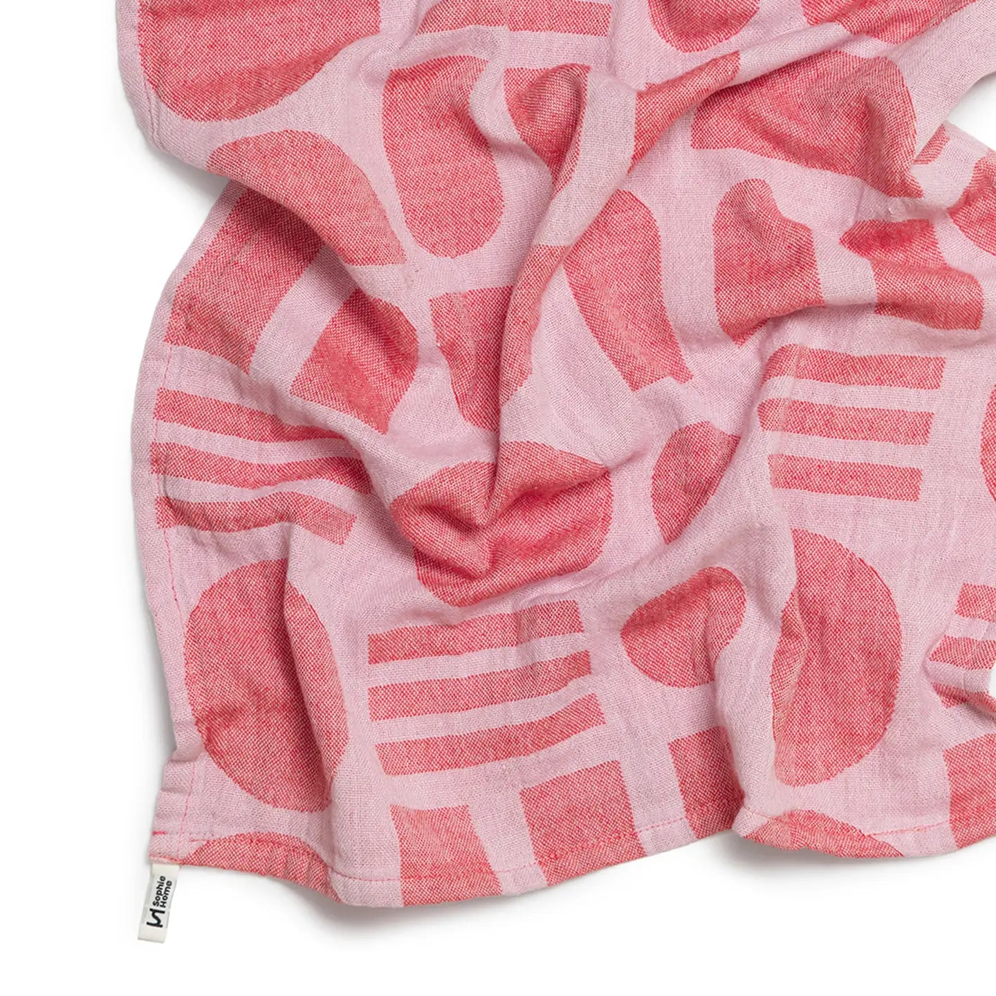Cotton Tea Towel - Stack The Dishes Pink