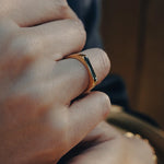 Load image into Gallery viewer, Gold Flat Black Stone Ring
