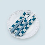 Load image into Gallery viewer, Teal Check Cotton Napkin - 2 pack
