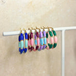 Load image into Gallery viewer, Blue Candy Stripe Hoop Earrings
