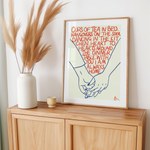 Load image into Gallery viewer, Cups of Tea Orange and Blue Cute Romantic Hand Drawn Typographic Print
