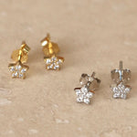 Load image into Gallery viewer, Mini Diamanté Star Stud Earrings - gold / silver
