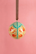 Load image into Gallery viewer, Cream &amp; Teal Kashmiri Paper Mache Bauble
