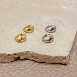 Starlight Huggie Hoops - gold / silver