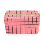 Load image into Gallery viewer, Vic Toiletry / Cosmetic Bag - pink grid
