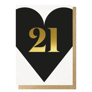 Heart 21st Card - black
