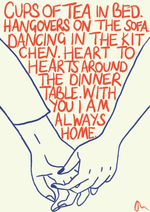 Load image into Gallery viewer, Cups of Tea Orange and Blue Cute Romantic Hand Drawn Typographic Print
