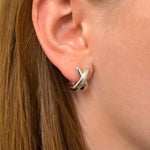 Load image into Gallery viewer, Silver Criss-Cross Hoop Earrings
