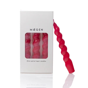 Spiral Tapered Candle - Magenta - box of 3