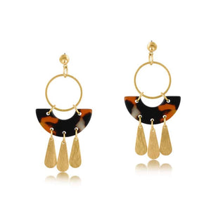Hortense Statement Earrings - orange / black