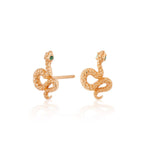 Load image into Gallery viewer, Snake Stud Earrings with Green Eyes
