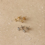 Load image into Gallery viewer, Mini Diamanté Star Stud Earrings - gold / silver
