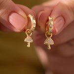 Load image into Gallery viewer, Mini Mushroom Charm Hoop Earrings
