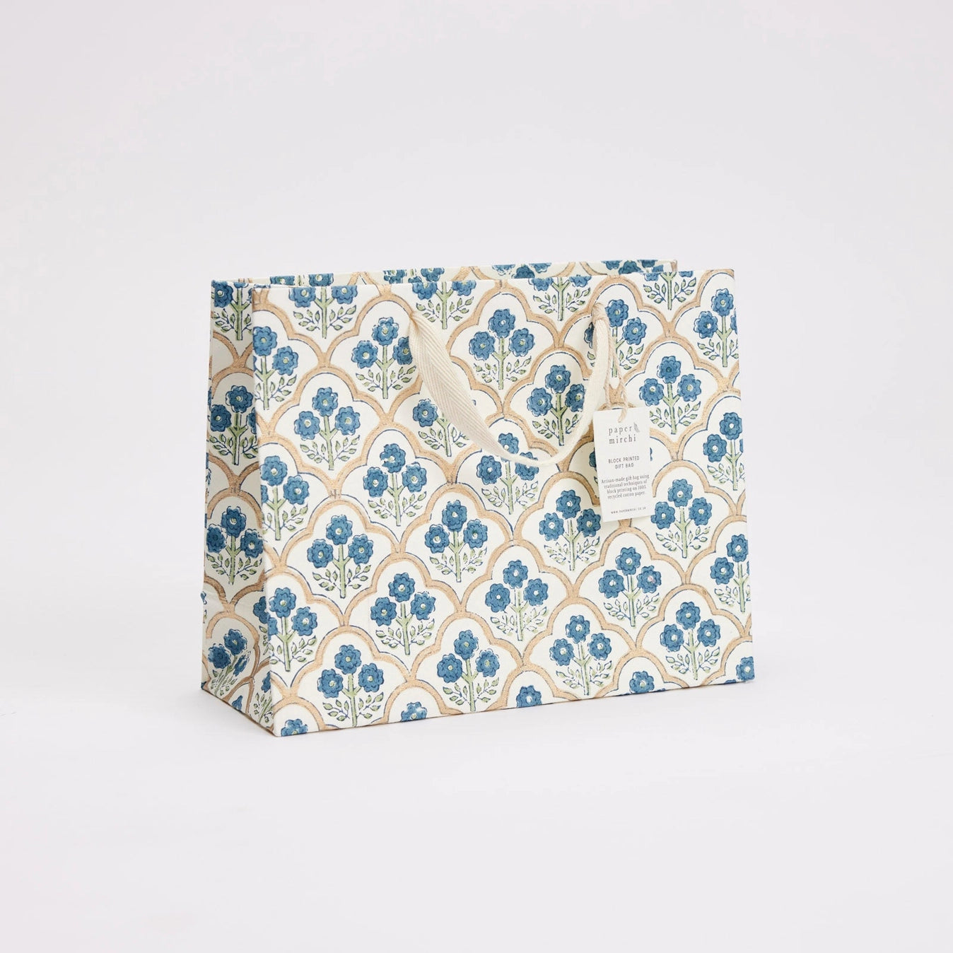Indigo Hand Block Printed Gift Bag - small / medium / large