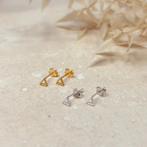 Triangle Outline Stud Earrings  - gold / silver