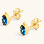 Load image into Gallery viewer, Indus Sapphire Stud Earrings
