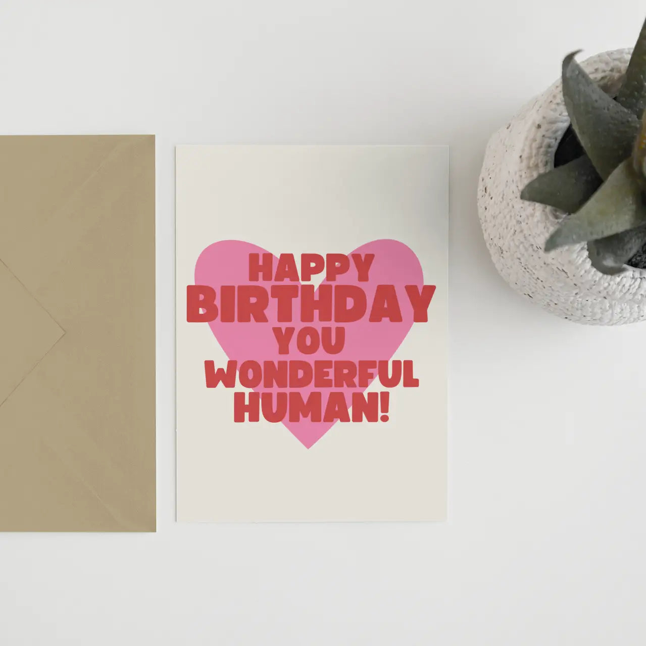 Happy Birthday Wonderful Human Card - pink