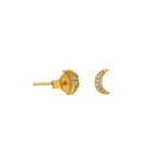 Load image into Gallery viewer, Mini Diamante Moon Stud Earrings - gold / silver
