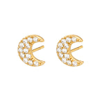Load image into Gallery viewer, Crescent Moon Stud Earrings - gold / silver
