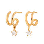 Load image into Gallery viewer, Illusion Hoop Earrings with Star Drop - gold / silver
