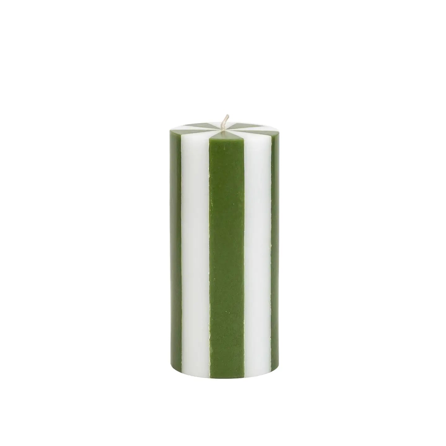Stripe Pillar Candle - green