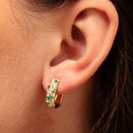 Load image into Gallery viewer, Gold Mosaic Chunky Huggie Hoop Earrings
