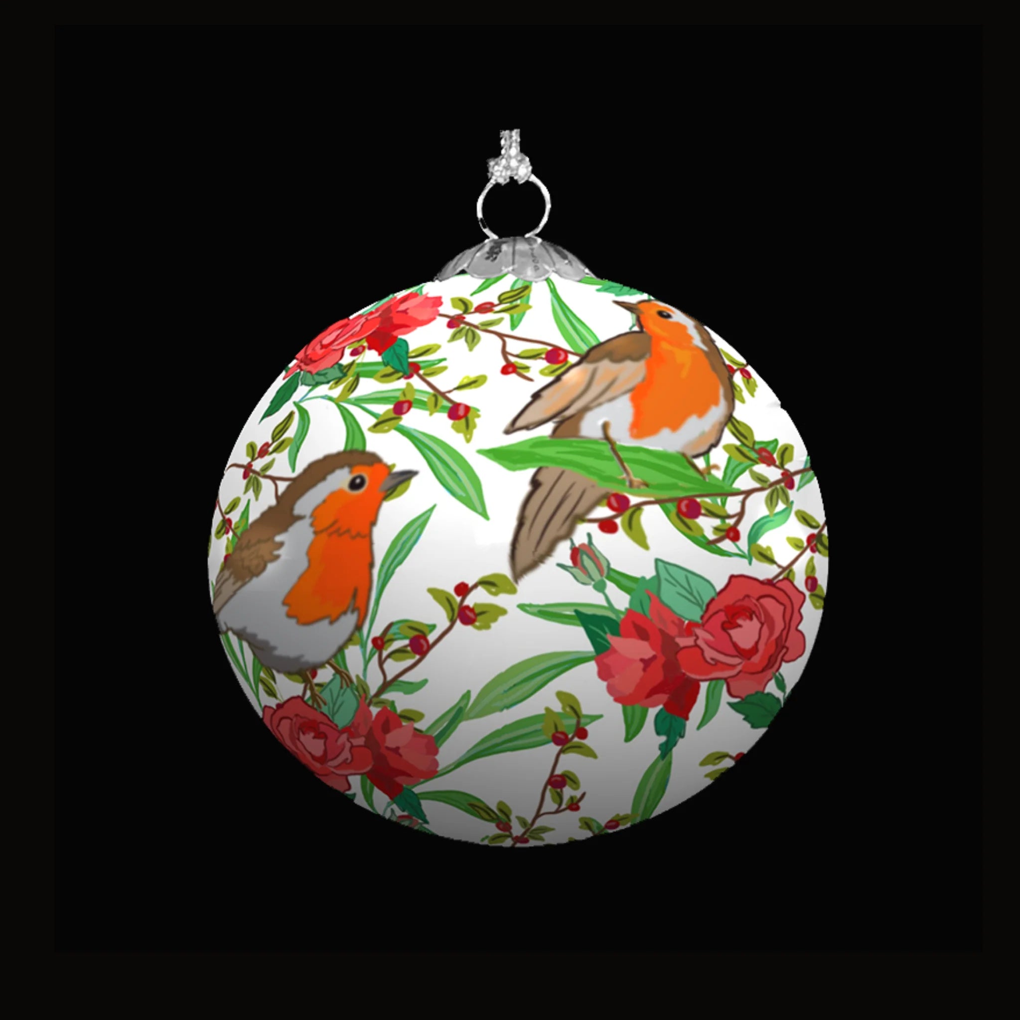 Robin & Roses Christmas Tree Decoration