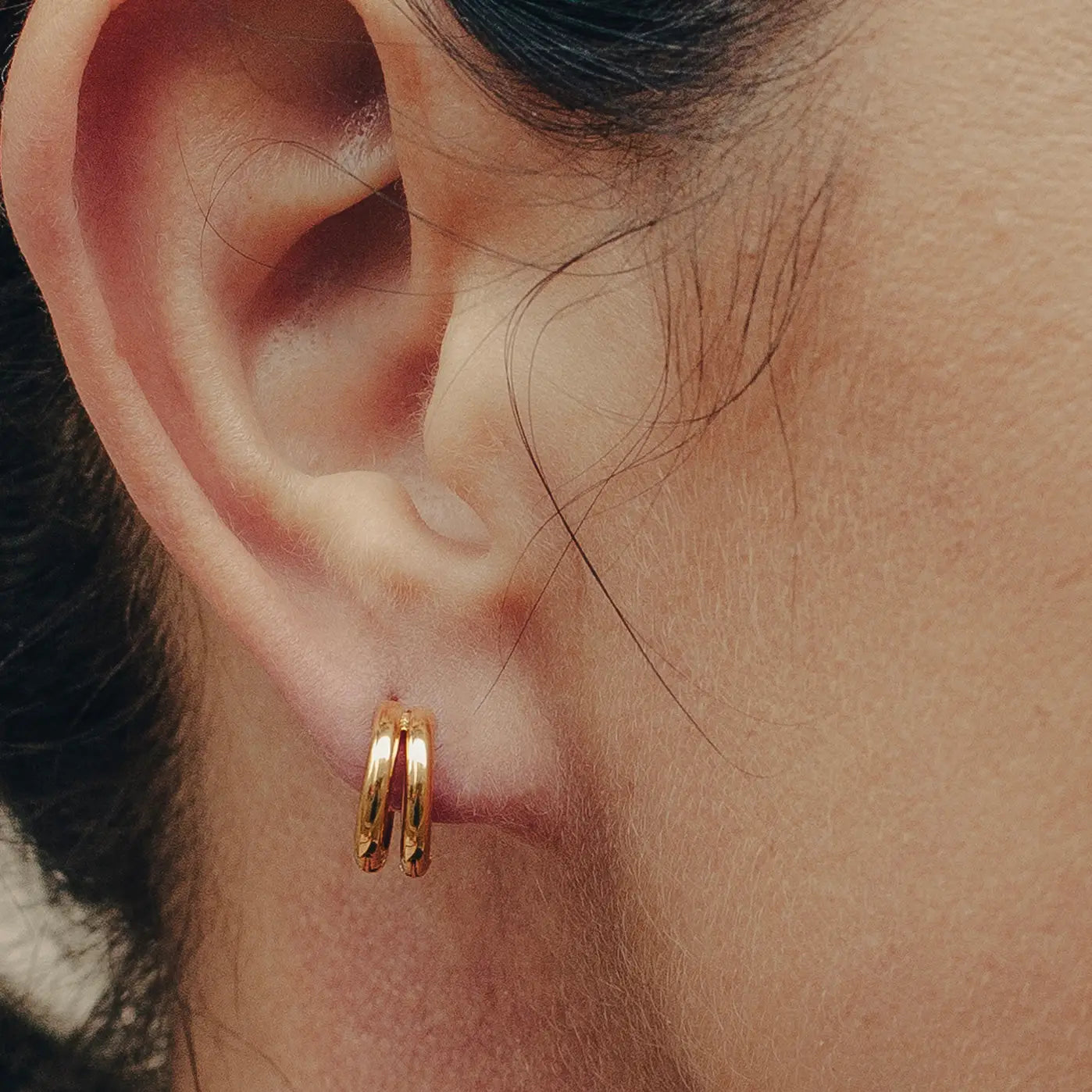 Gold Double Layer Hoop Earrings