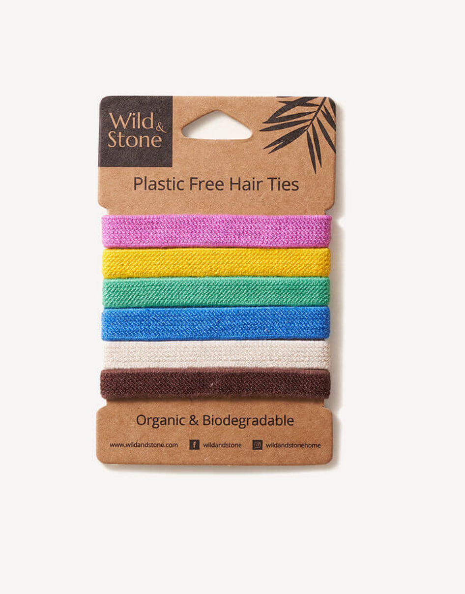 Plastic Hair Free Hair Ties - black / blonde / multi colour