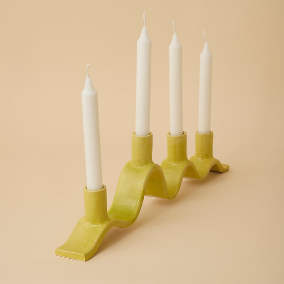 Large Wavy Candelabra - chartreuse