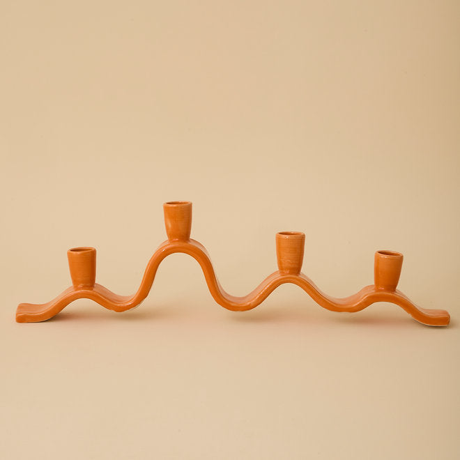Large Wavy Candelabra - orange