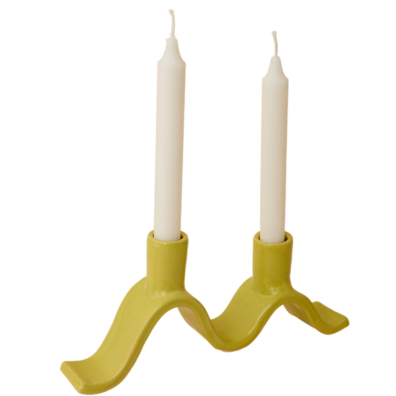 Small Wavy Candelabra - chartreuse