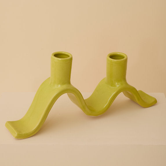 Small Wavy Candelabra - chartreuse