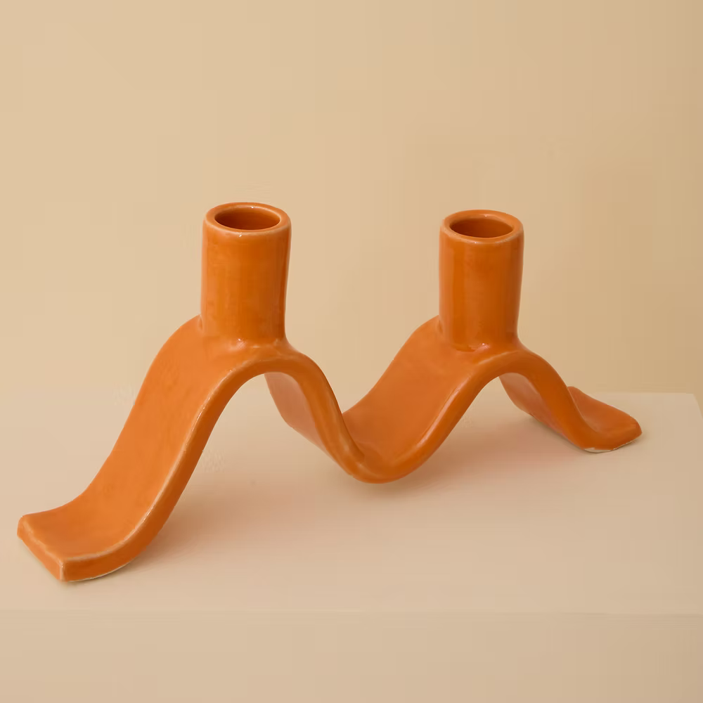 Small Wavy Candelabra - orange