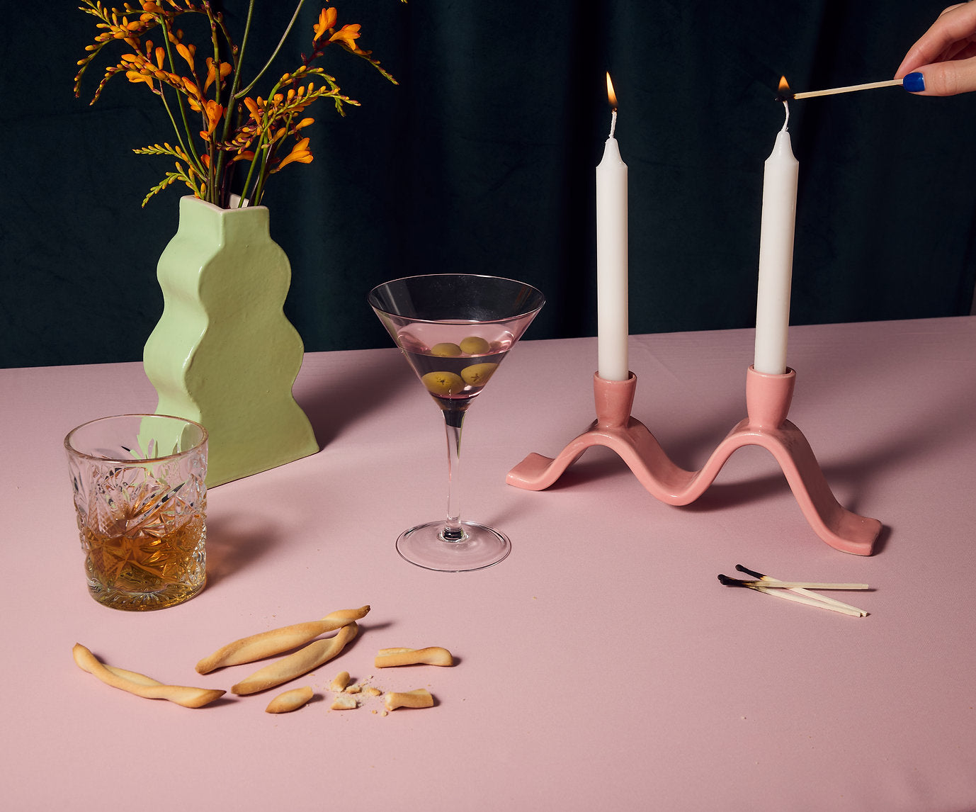 Small Wavy Candelabra - pink