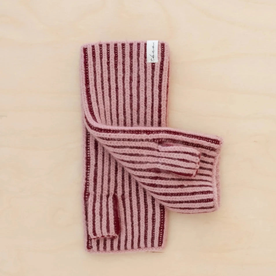 Cashmere & Merino Wool Wrist Warmers - burgundy two-tone