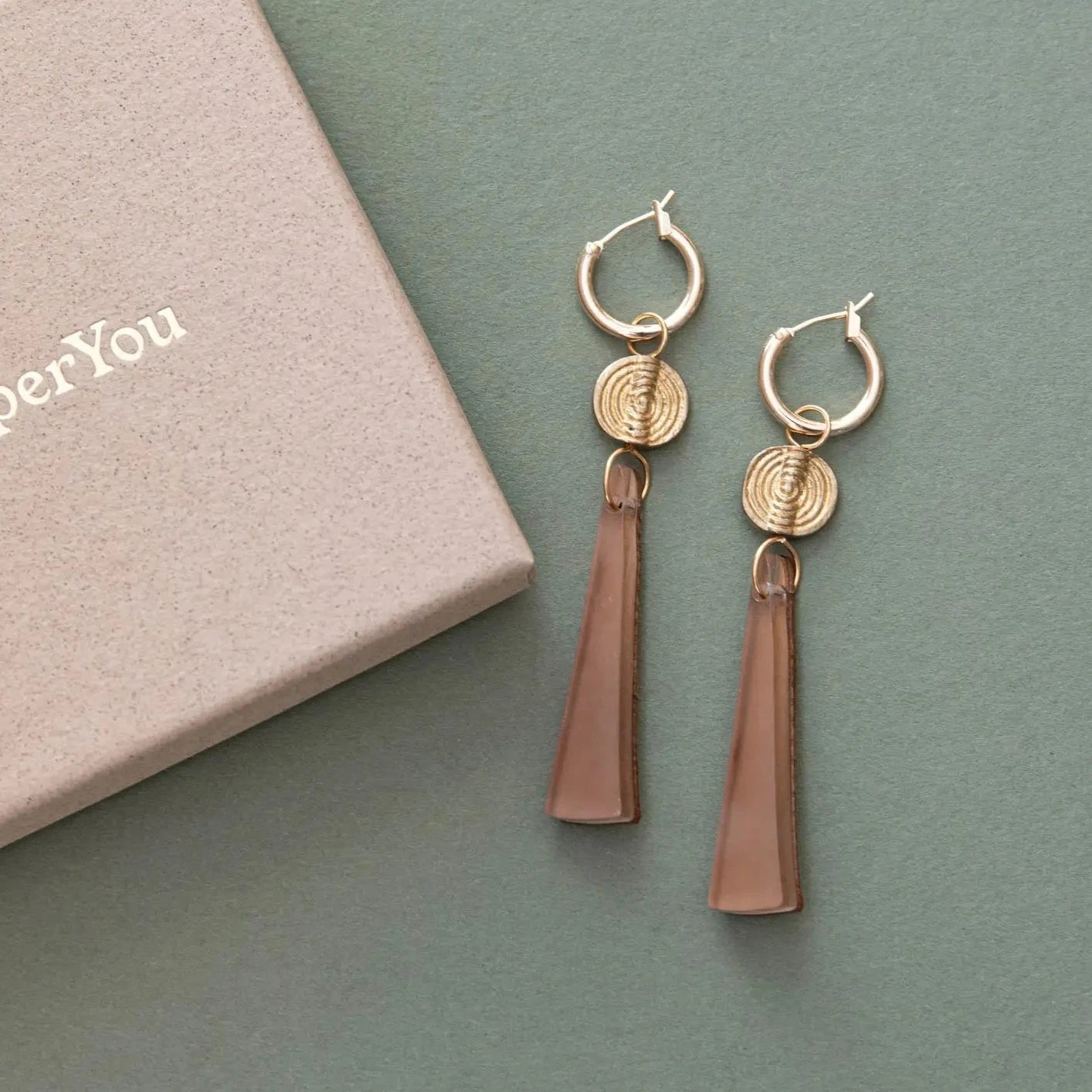 Power Drop Hoop Earrings - caramel