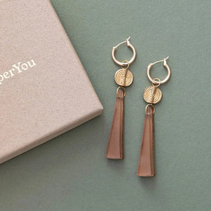 Power Drop Hoop Earrings - caramel