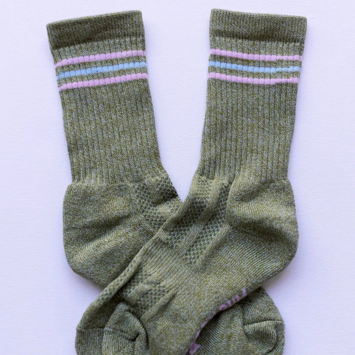 Stripe Cuff Khaki Sports Socks