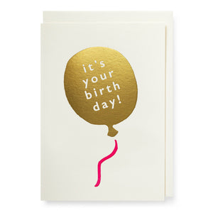 Gold balloon Birthday Card