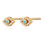Load image into Gallery viewer, Gold Evil Eye Stud Earrings
