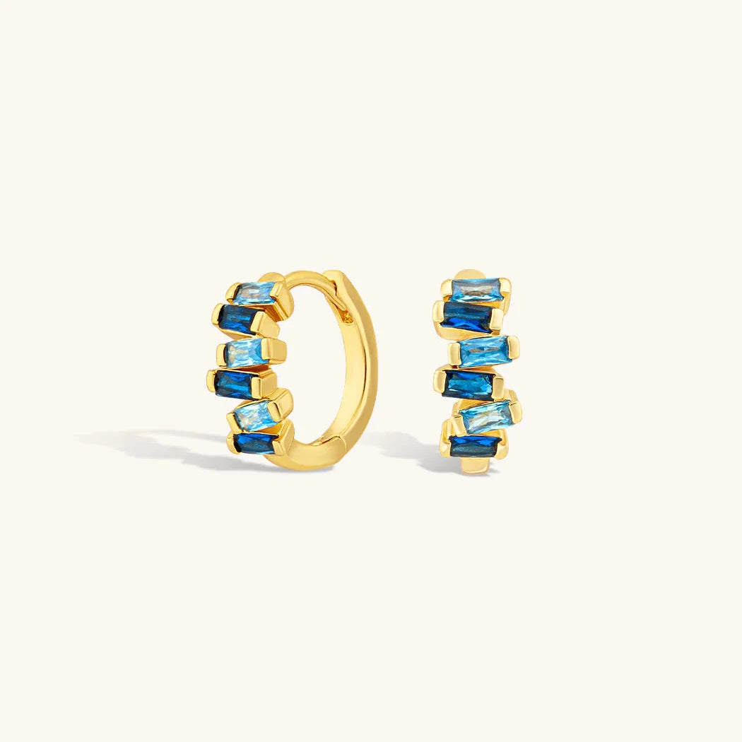 Sapphire Block Huggie Earrings